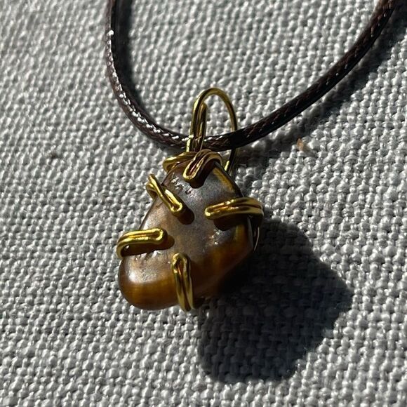 🐅 TIGER’S EYE WIREWRAPPED BOHO PENDANT NECKLACE 🐅 - Picture 9 of 9